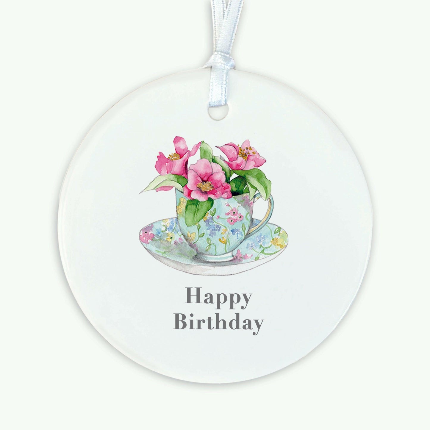 Hanging Ceramic Floral Decoration - Happy Birthday Keepsake Gift - Crumble and Core