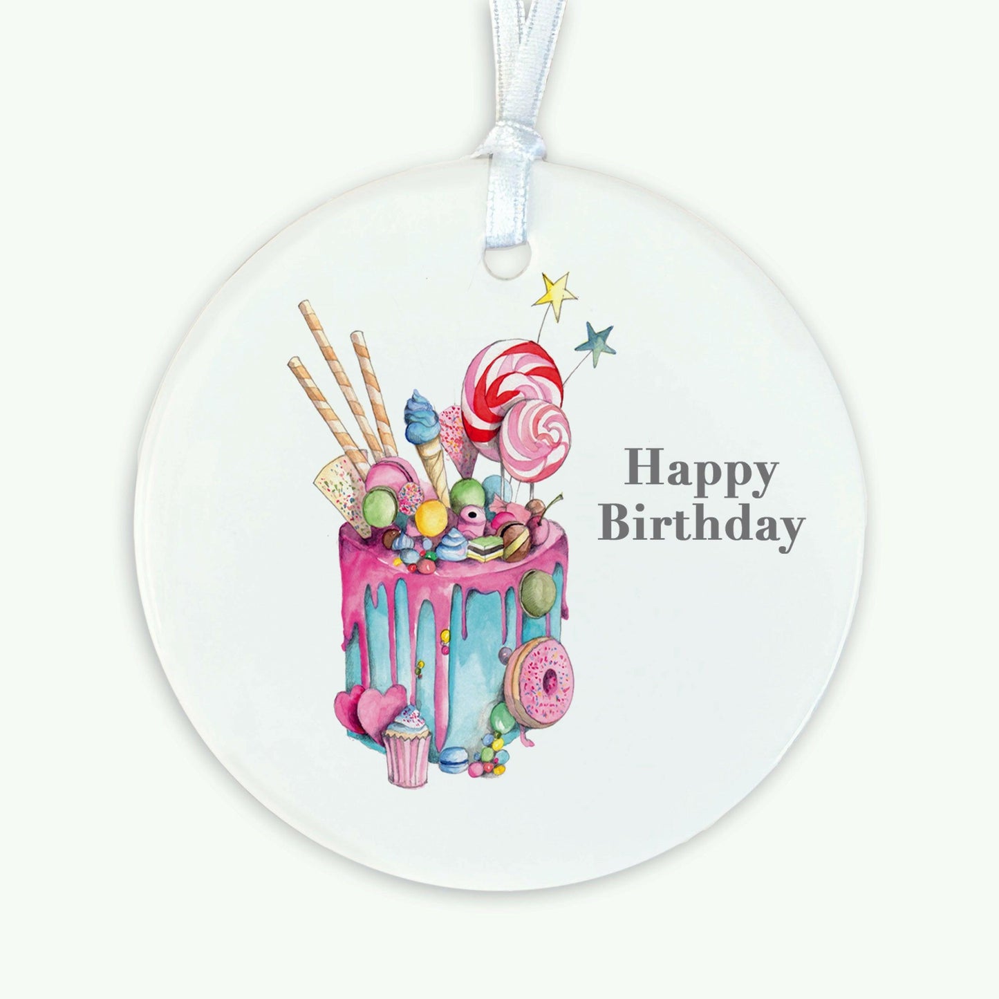 Ceramic Keepsake Hanging Decoration - A6 Birthday Greeting Card with Ceramic Keepsake - Truly Scrumptious Happy Birthday - Crumble and Core