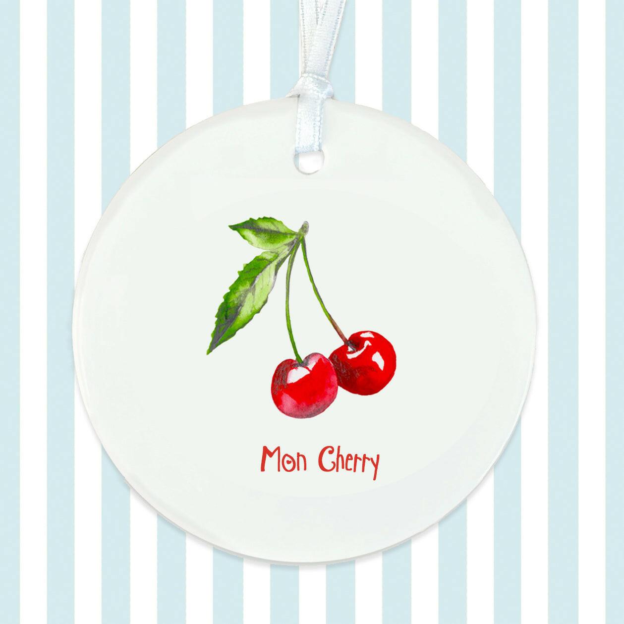 Mon Cherry Ceramic Hanging Decoration - Unique French-inspired Card For The Special One In Your Life - Crumble and Core
