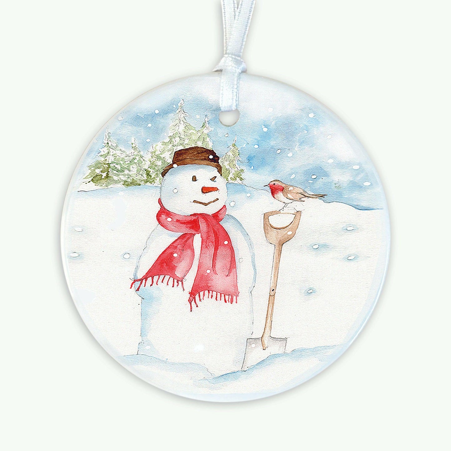 Christmas Snowman Hanging Ceramic Decoration - Festive Home Decor for the Holidays - Christmas Tree Decoration - Keepsake gift - Crumble and Core