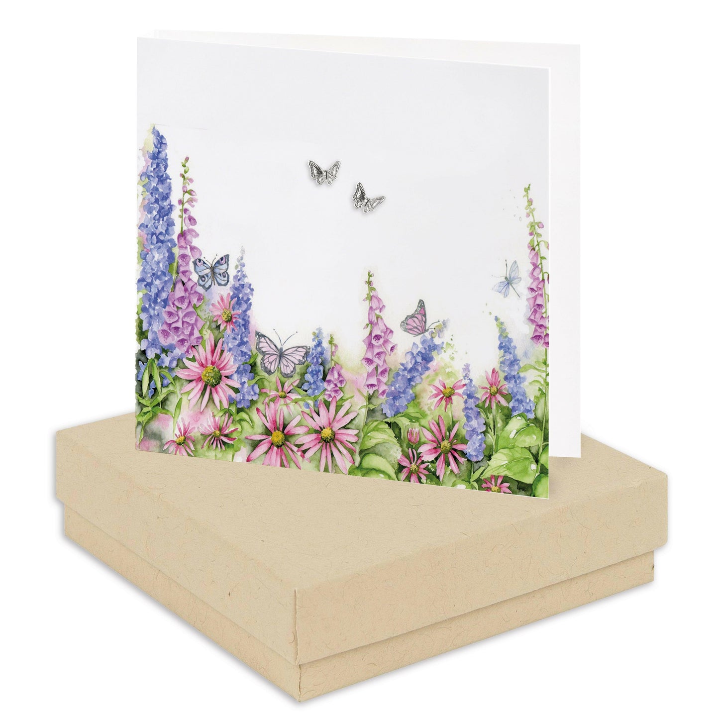 Sterling Silver Butterfly Stud Earrings with Meadow Blank Card and Gift Box - Crumble and Core