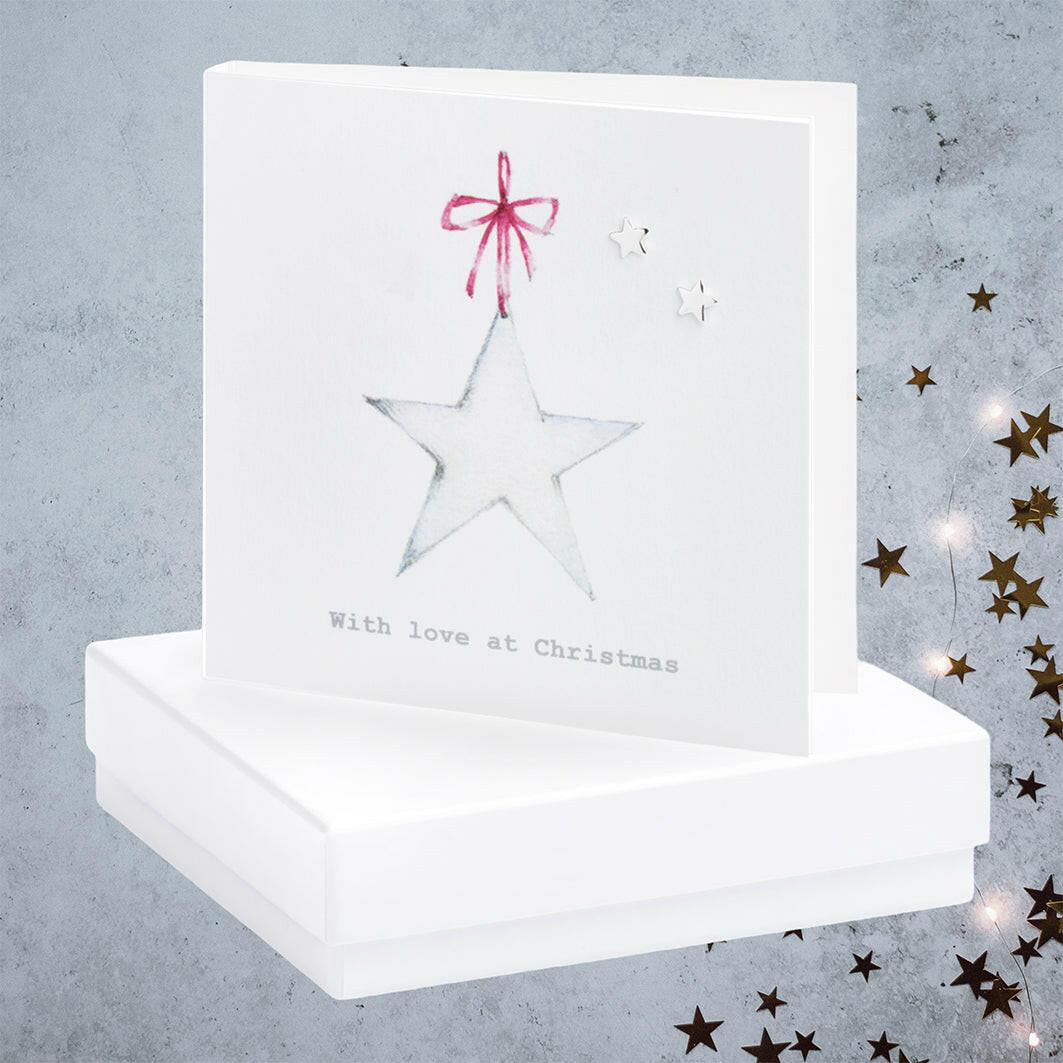 Christmas Star Sterling Silver Stud Earring Card - Elegant Holiday Gift Box - Crumble and Core