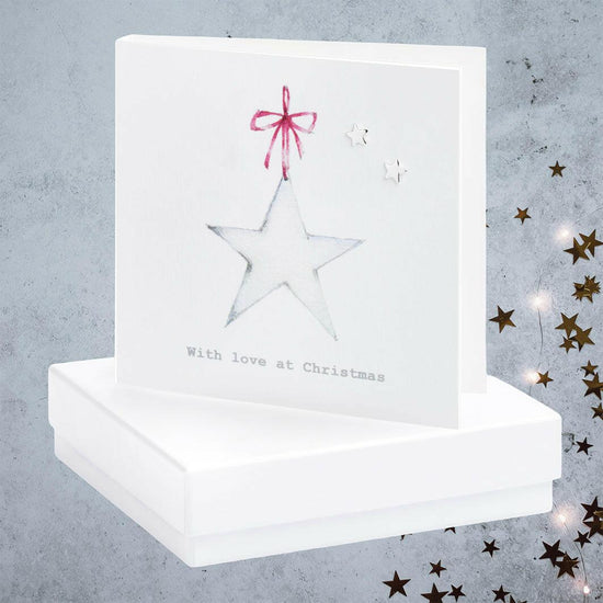 Christmas Star Sterling Silver Stud Earring Card - Elegant Holiday Gift Box - Crumble and Core