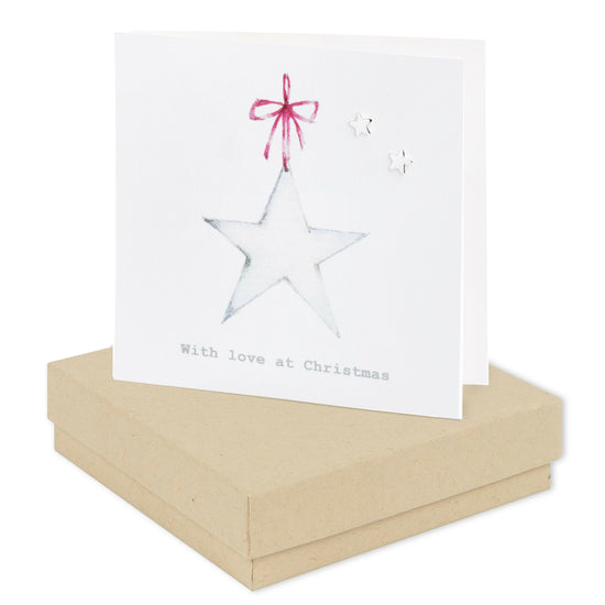 Christmas Star Sterling Silver Stud Earring Card - Elegant Holiday Gift Box - Crumble and Core