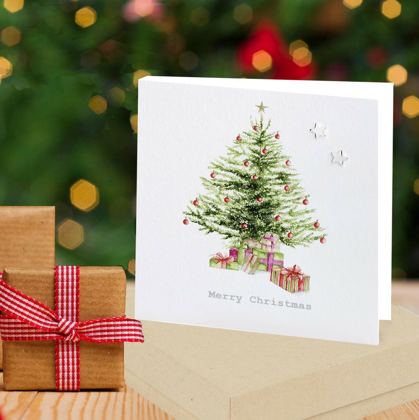 Sterling Silver Star Stud Earrings on Boxed Christmas Card - Christmas Gift - Crumble and Core