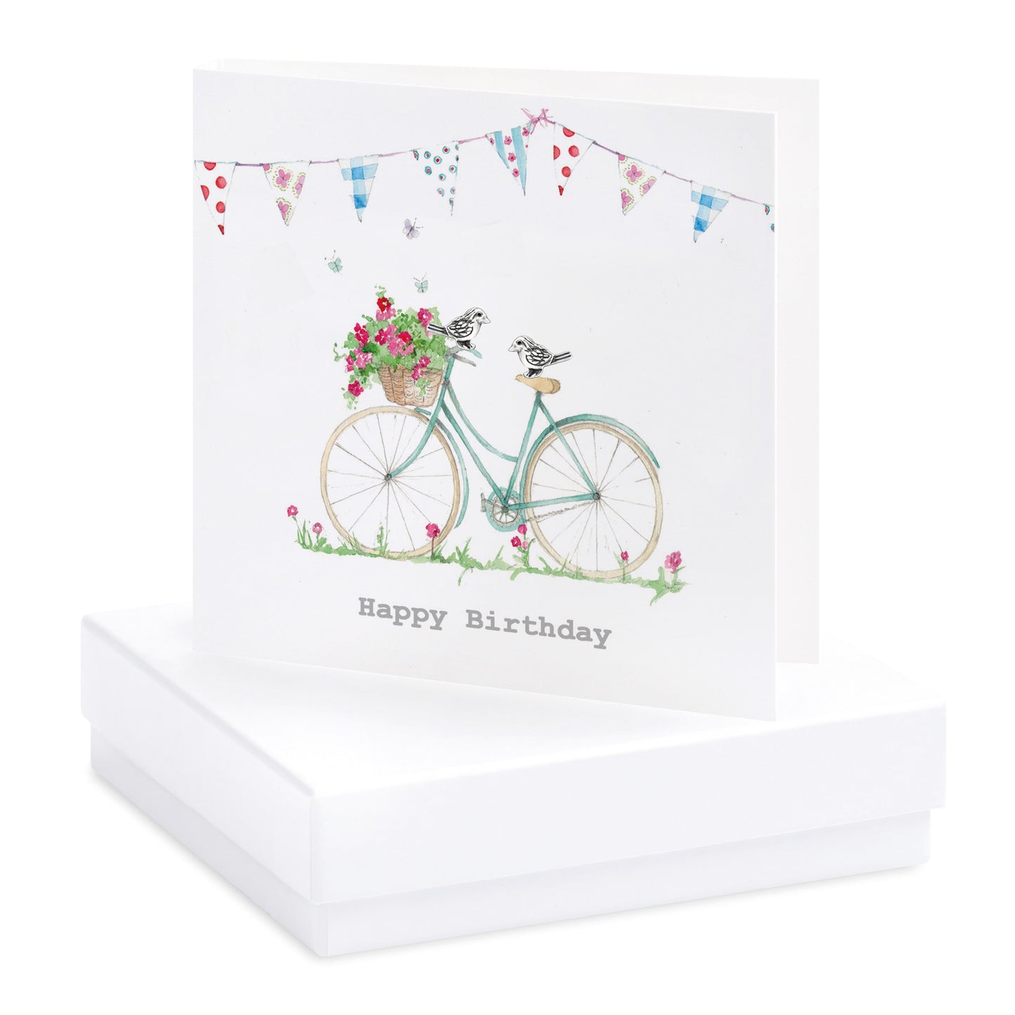 Silver Studs - Bird Earrings - Birthday Gift Card - Crumble and Core