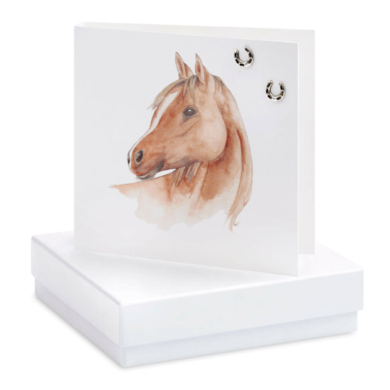 Sterling Silver Horse Shoe Stud Earrings - Ideal Gift for Equestrian Enthusiasts - Crumble and Core