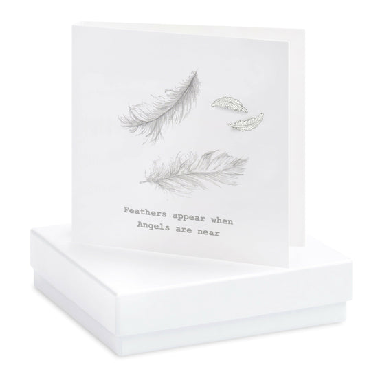 Sterling Silver Feathers Stud Earrings - Boxed and Unique Elegant Sympathy Gift - Crumble and Core