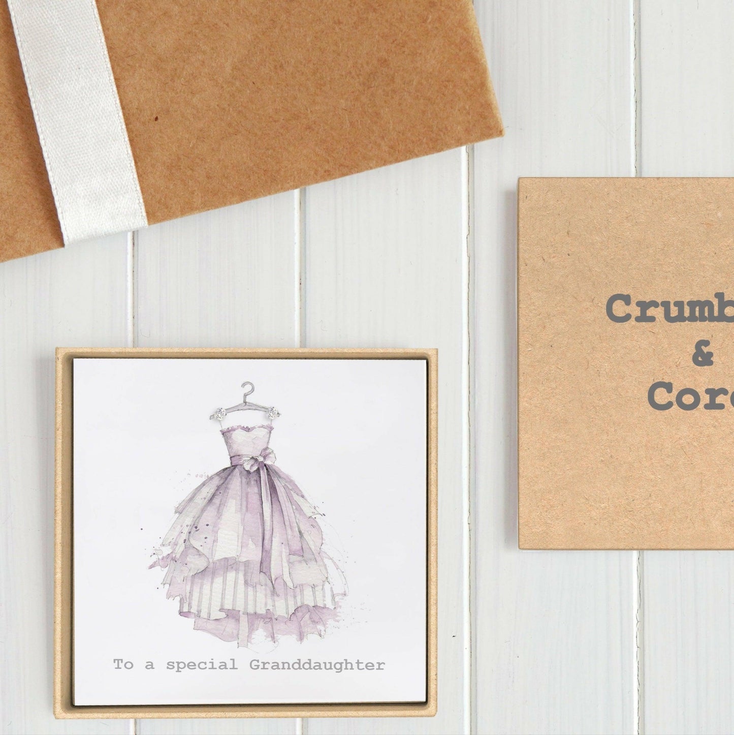 Sterling Silver Crystal Earrings Gift Card for Granddaughter - Ideal for Special Occasions - Crumble and Core