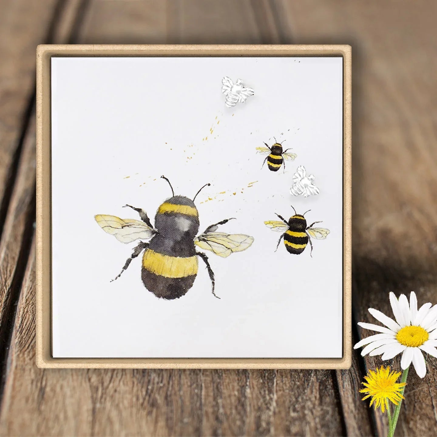 Sterling Silver Bumble Bee Stud Earrings and Gardening Card - Crumble and Core