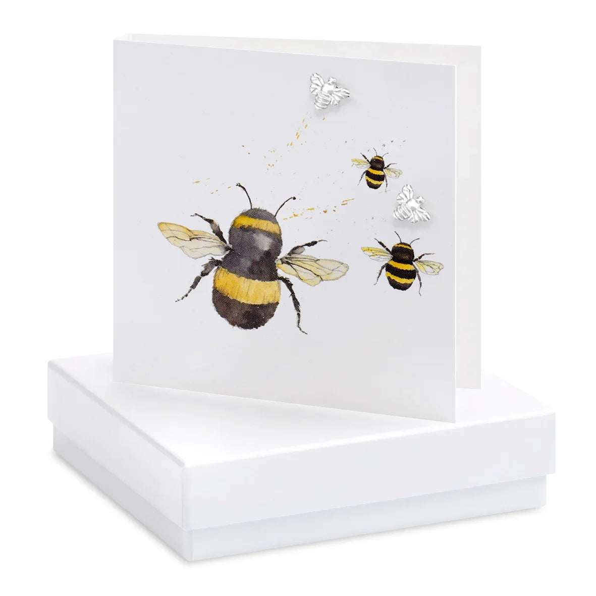 Sterling Silver Bumble Bee Stud Earrings and Gardening Card - Crumble and Core