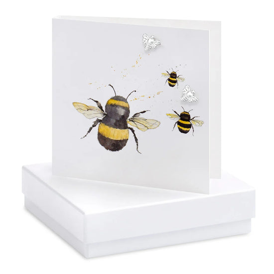 Sterling Silver Bumble Bee Stud Earrings and Gardening Card - Crumble and Core