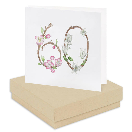 Sterling Silver Floral Stud Earrings with 60th Birthday Card - Elegant Gift Boxed for Milestone Celebrations - Crumble and Core
