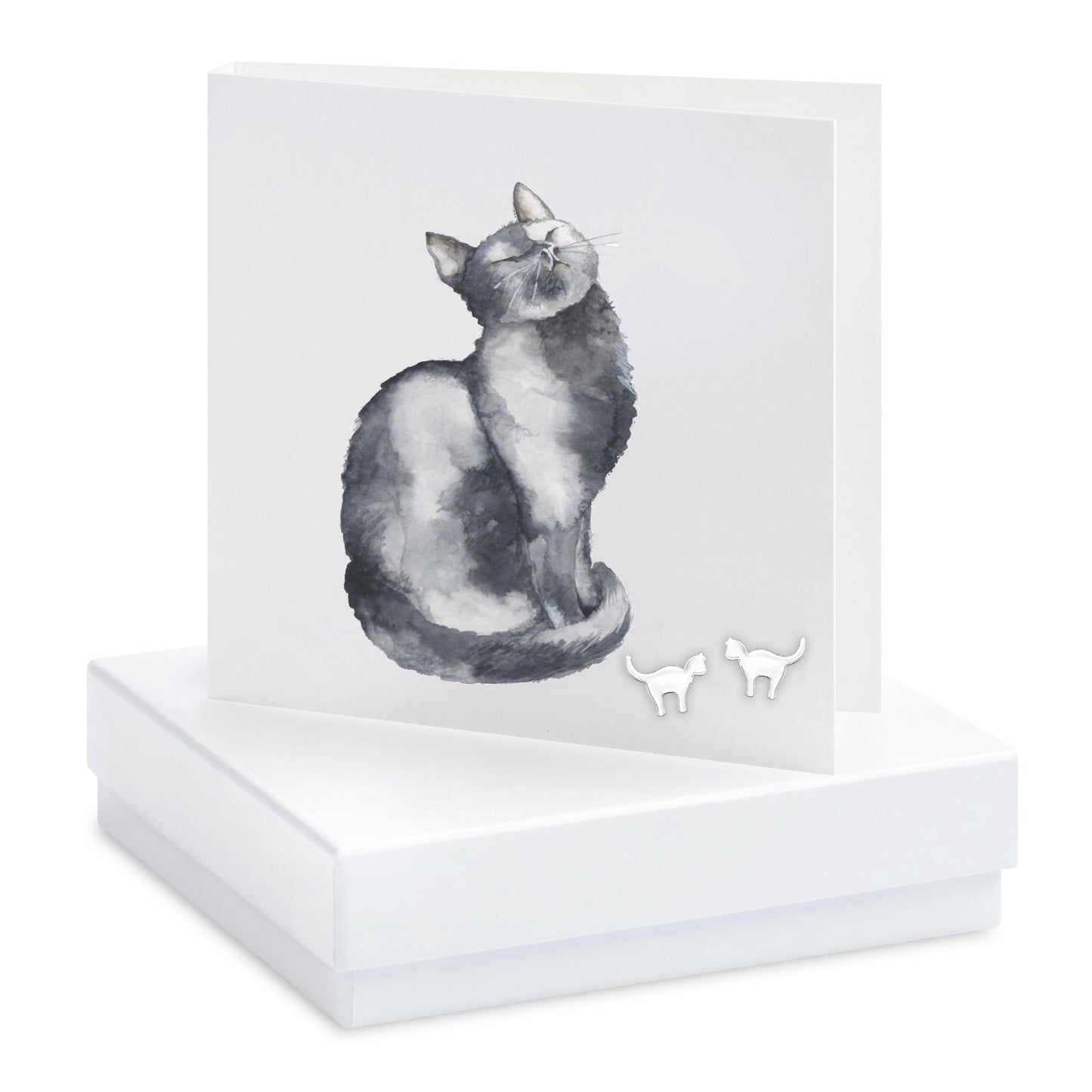 Sterling Silver Cat Stud Earrings - Chic Feline and Cat Lovers Gift - Crumble and Core