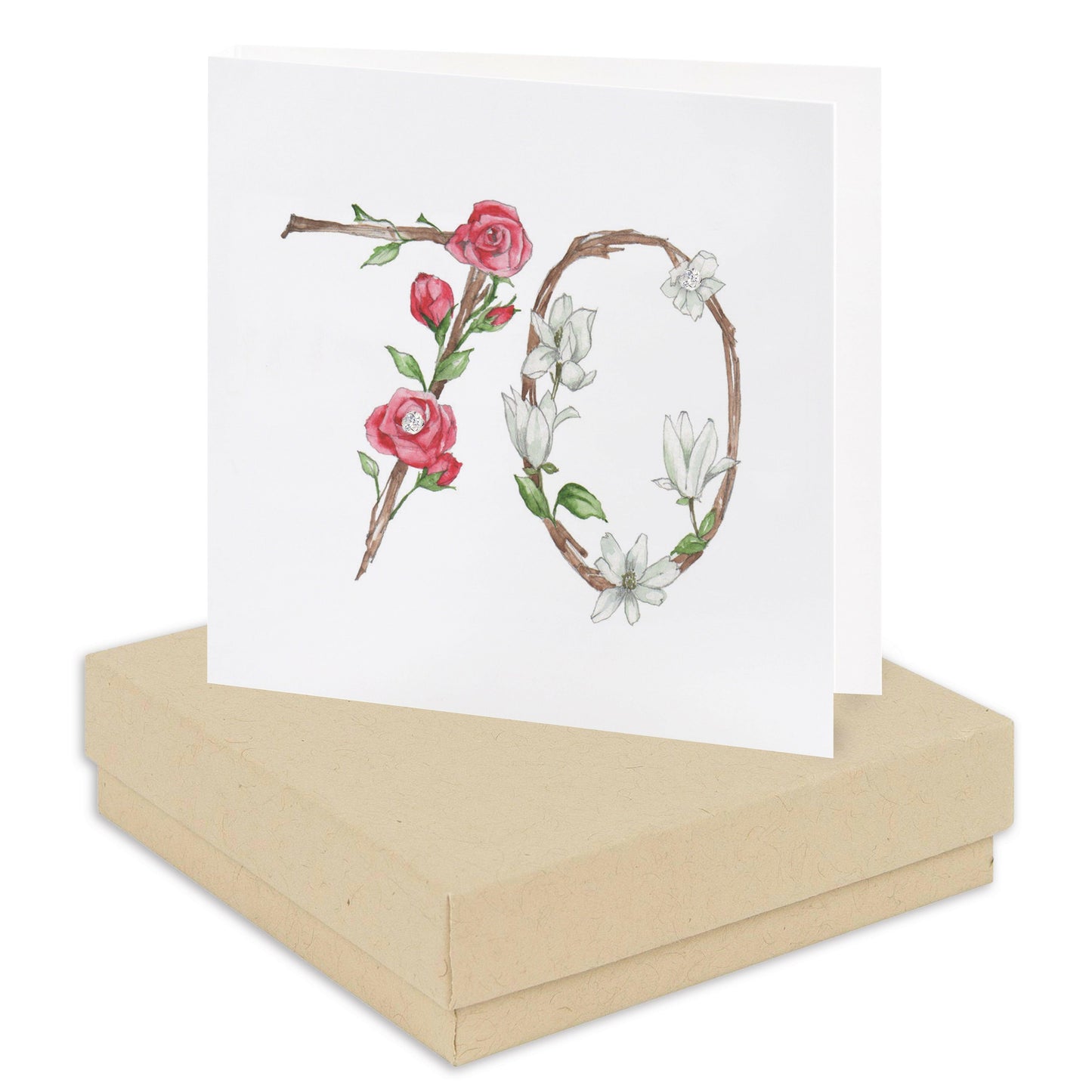 Sterling Silver Stud Earrings on Floral 70th Birthday Card - Perfect Milestone Birthday Gift - Crumble and Core