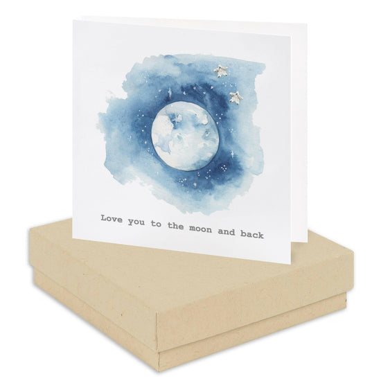 Sterling Silver Stud Earrings with Love You to the Moon and Back Gift Card - Perfectly Boxed Gift for Her - Crumble and Core