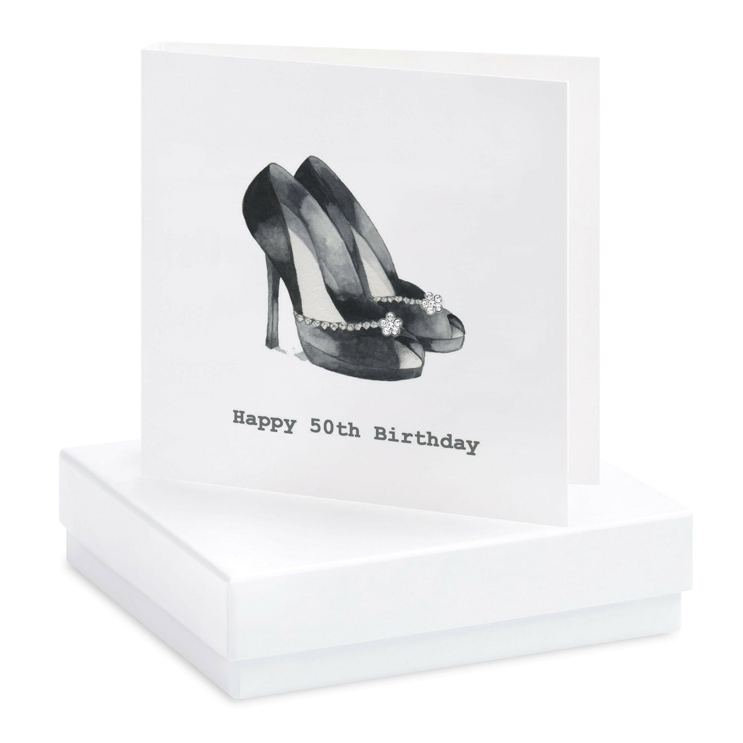 Sterling Silver Stud Earrings in Boxed Black Shoes Design - Ideal 50th Birthday Gift and Card - Crumble and Core