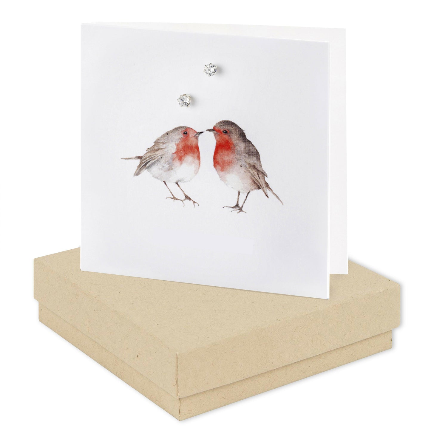 Boxed Sterling Silver Stud Earring Card - Robin Design Boxed Ready for Gifting - Crumble and Core