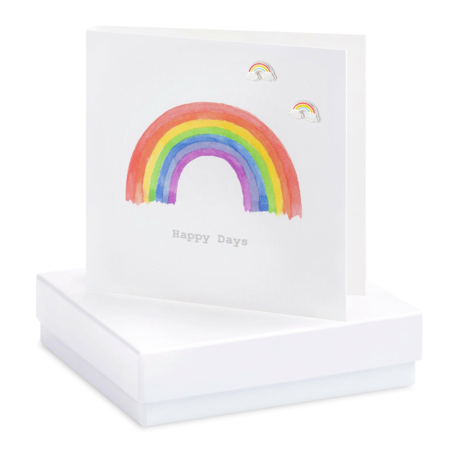 Sterling Silver Rainbow Crystal Stud Earrings on a card - Gift Box Included - Crumble and Core