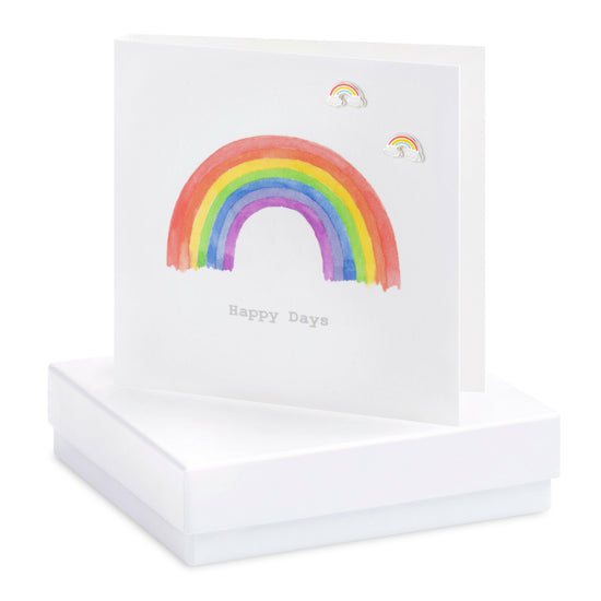 Sterling Silver Rainbow Crystal Stud Earrings on a card - Gift Box Included - Crumble and Core