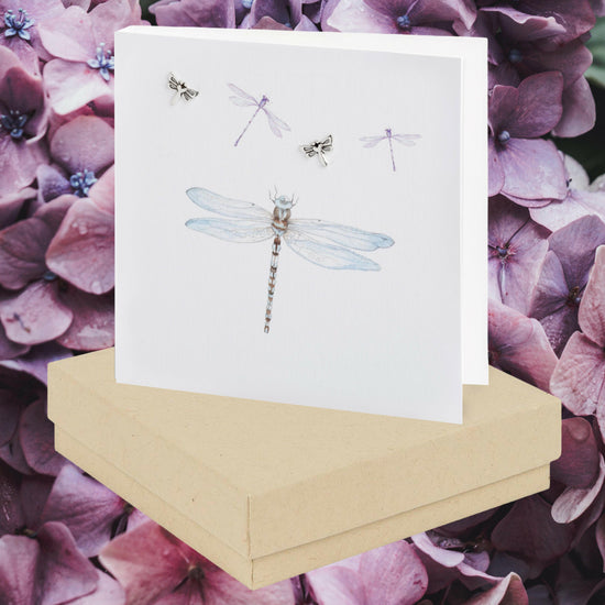 Dragonfly Sterling Silver Stud Earrings - Boxed Gift Card Included - Crumble and Core