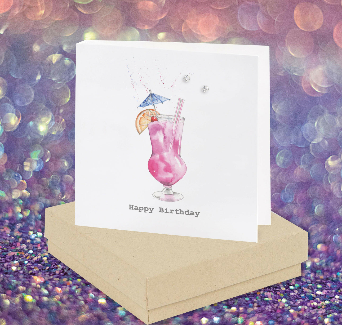 Sterling Silver Cocktail Card Crystal Stud Earrings Elegant Accessory for Nights Out - Crumble and Core