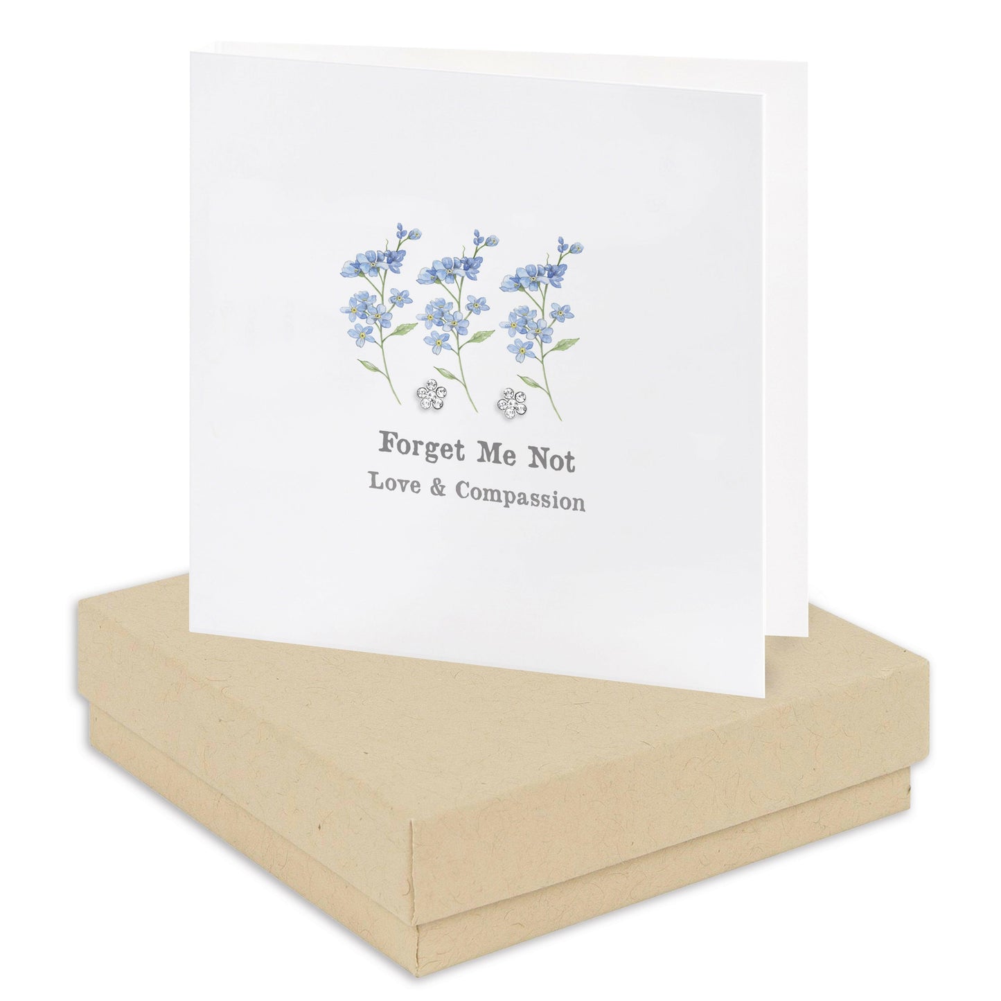 Sterling Silver Stud Earrings with Forget Me Not Card - Elegant Gift for Her - Crumble and Core