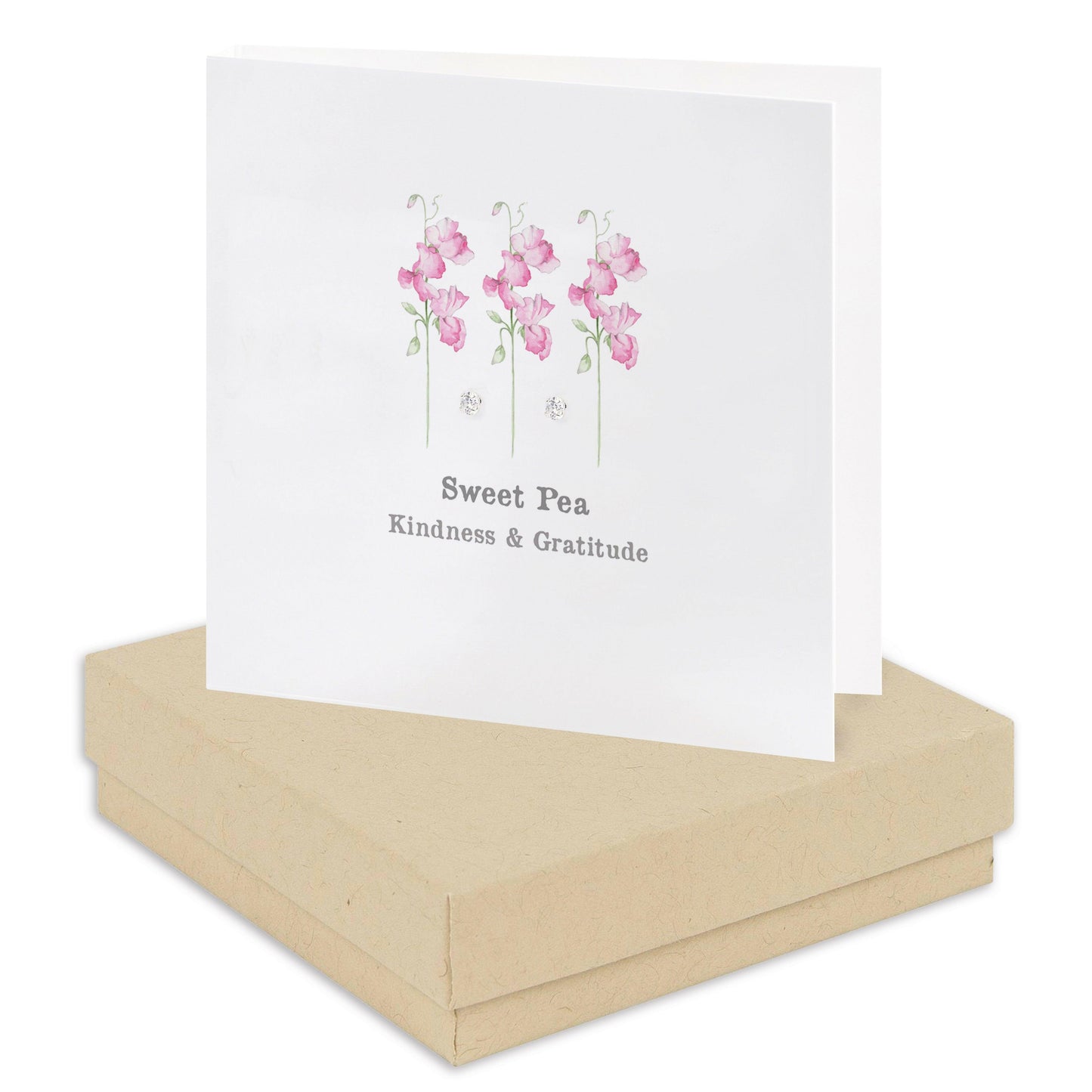 Sterling Silver Sweet Pea Earrings Card Set in Gift Box Ideal Gifting Option - Crumble and Core