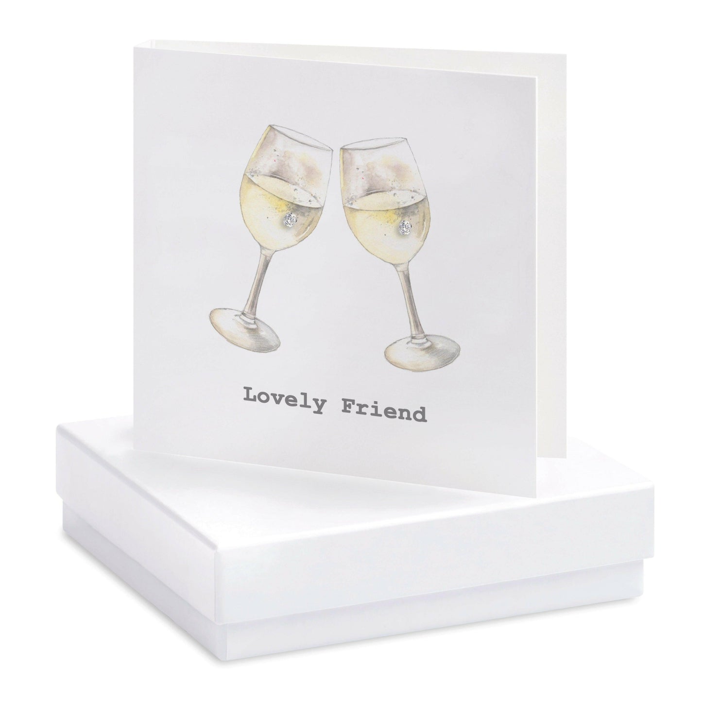 Sterling Silver Stud Earrings with Hand Finished Lovely Friend Wine Card - Unique Gift for Her - Crumble and Core