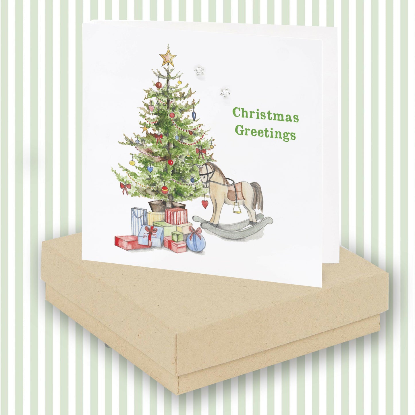 Sterling Silver Stud Earrings on a Christmas Card - Christmas Boxed Gift for Girls - Crumble and Core