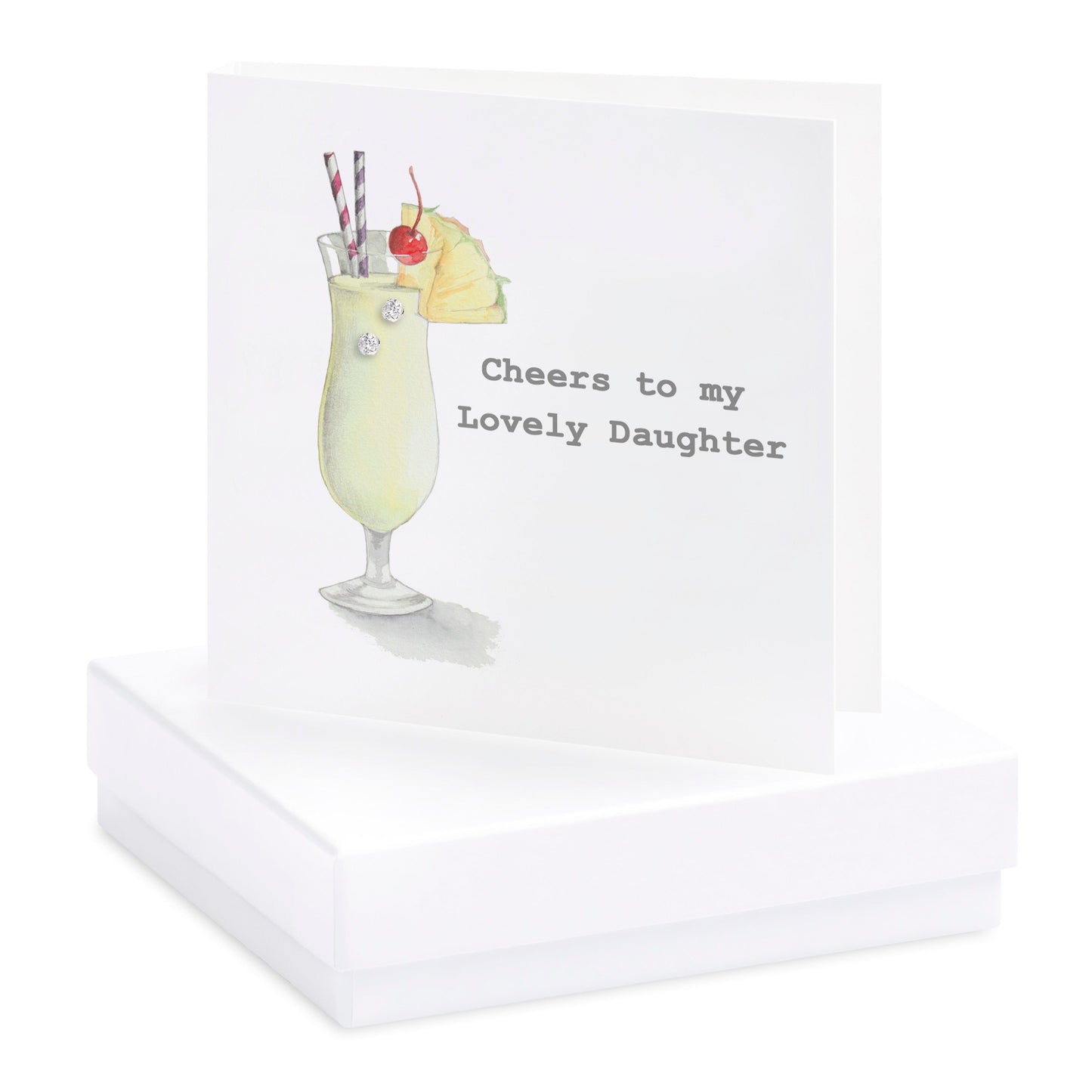 Sterling Silver Stud Earrings and Cocktail Card - Gift Box Included - Crumble and Core