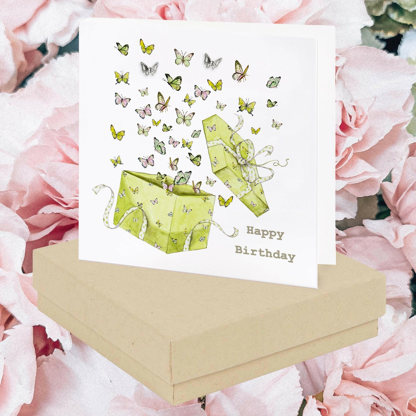 Sterling Silver Boxed Butterfly Stud Earrings - Elegant Gift with Card - Crumble and Core