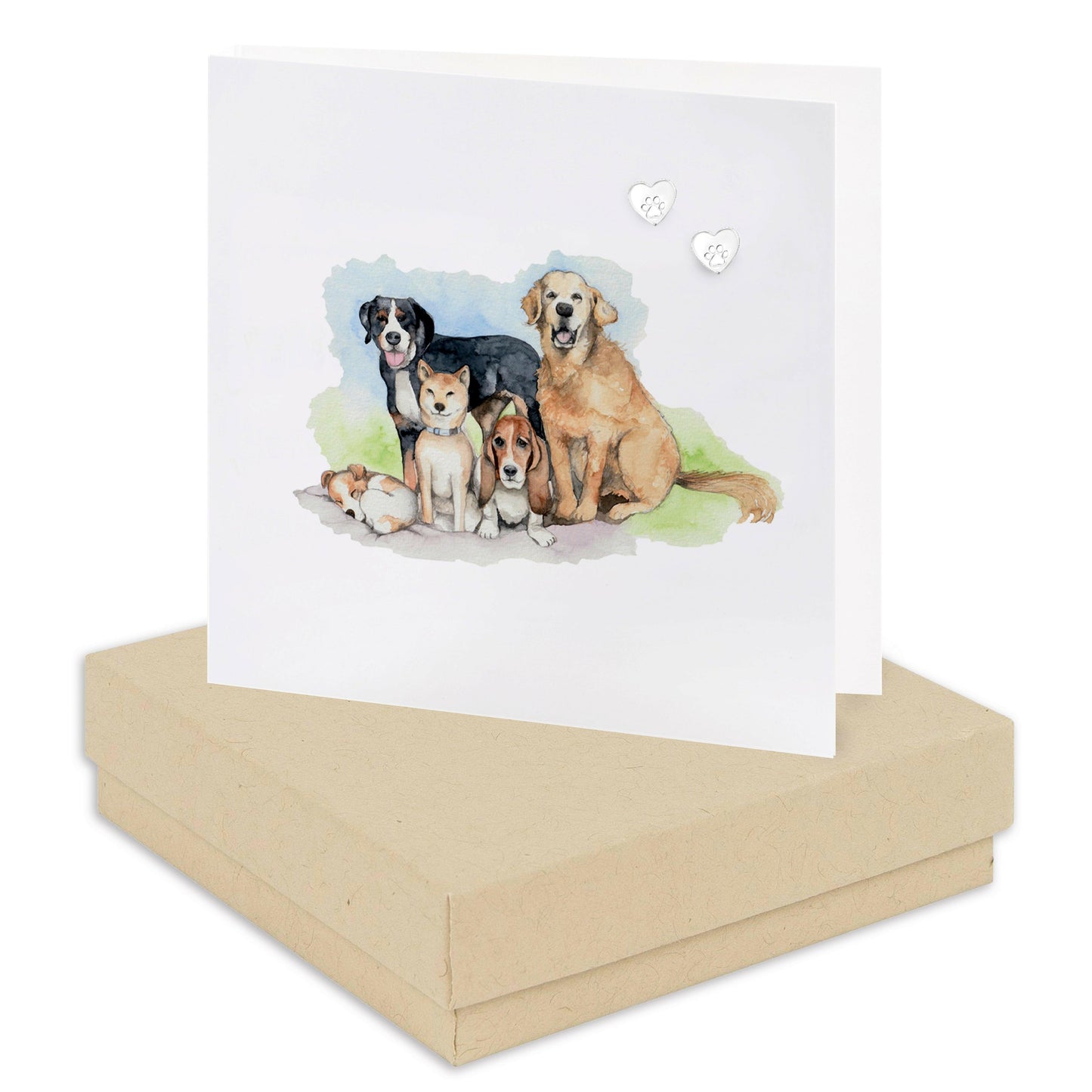 Sterling Silver Dog Paw Stud Earrings on Card Ideal Gift for Dog Lovers - Crumble and Core