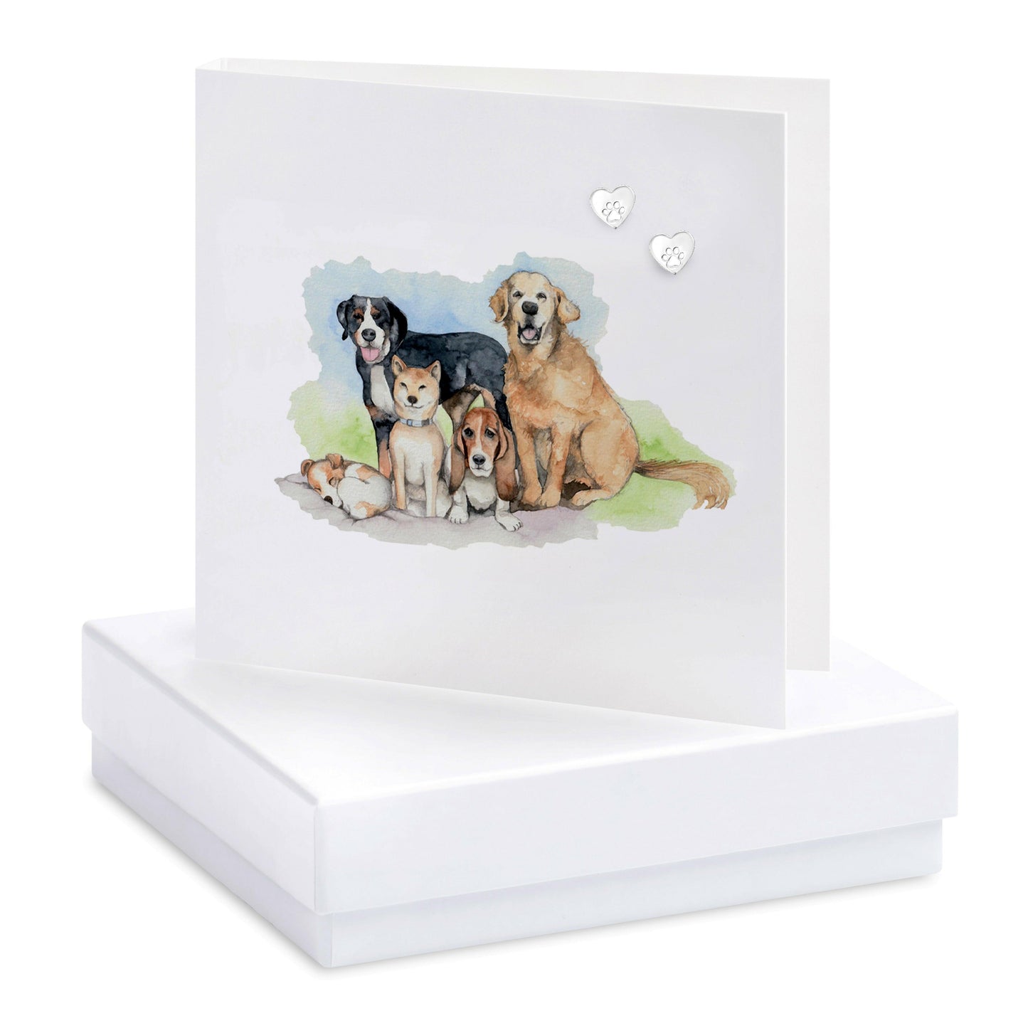 Sterling Silver Dog Paw Stud Earrings on Card Ideal Gift for Dog Lovers - Crumble and Core