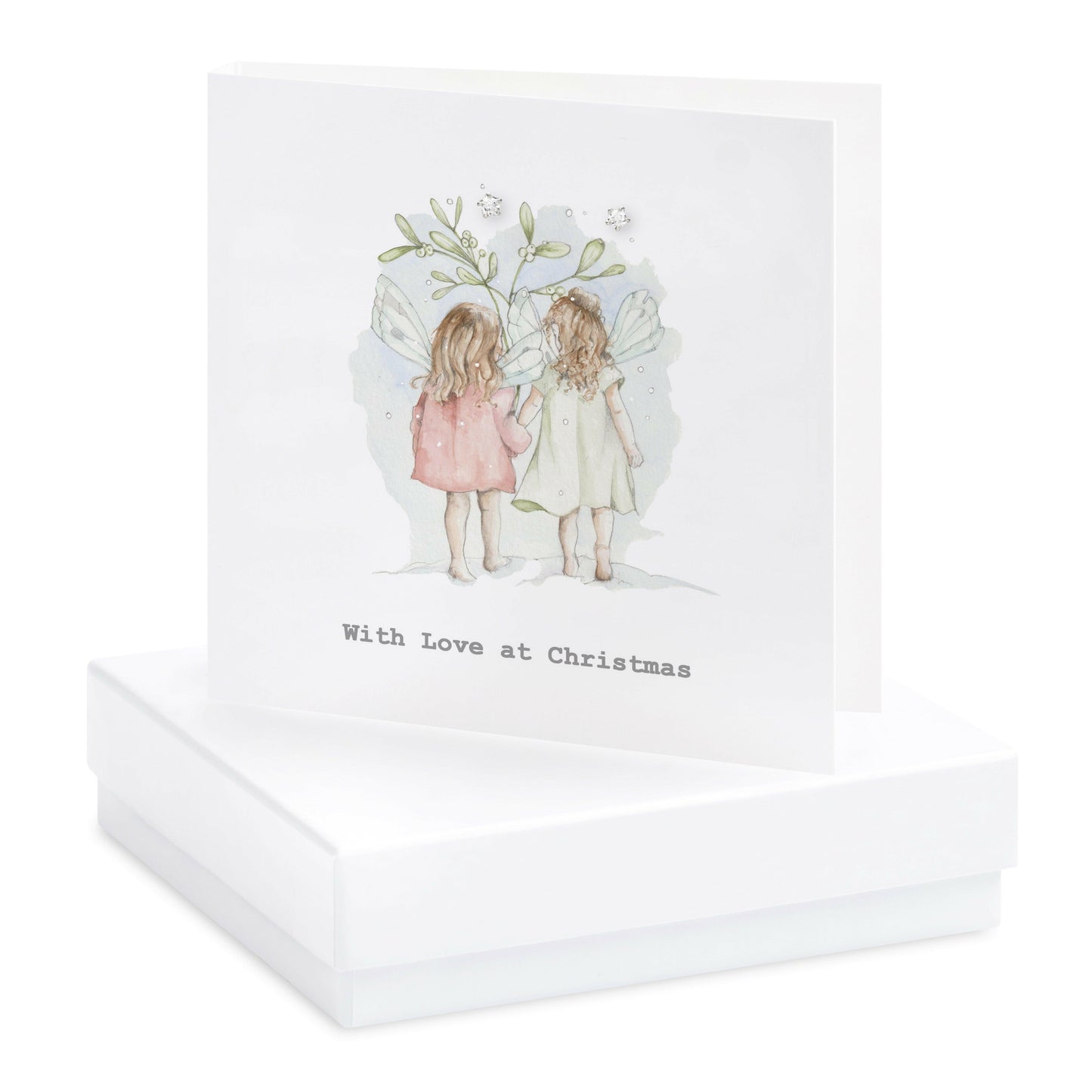 Christmas Fairies Sterling Silver Stud Earrings on a Card - Christmas Gift ChristmasCard - Crumble and Core