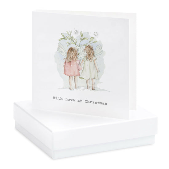 Christmas Fairies Sterling Silver Stud Earrings on a Card - Christmas Gift ChristmasCard - Crumble and Core