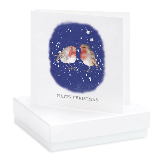 Sterling Silver Star Stud Earring Christmas Robin Card - Christmas Boxed Gift - Crumble and Core