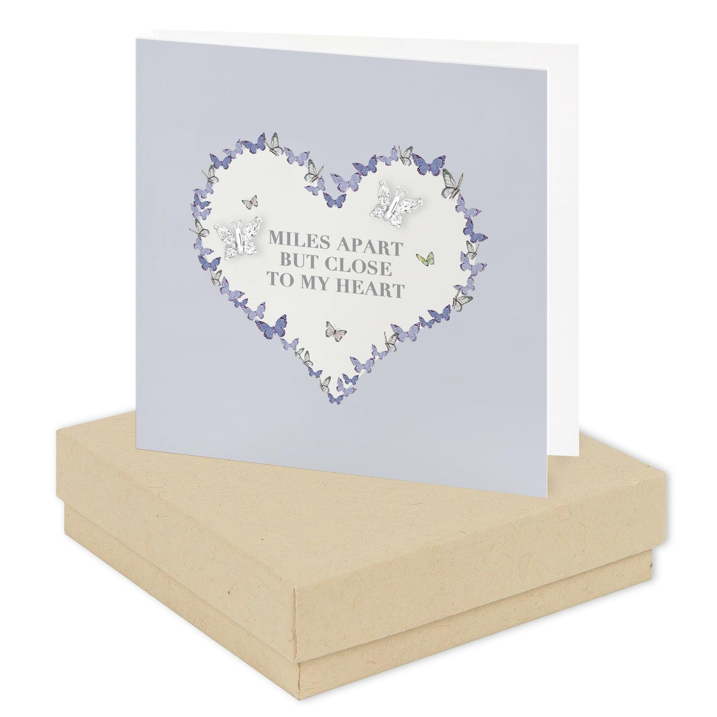 Sterling Silver Miles Apart Stud Earrings in Gift Box with Heartfelt Sentiment - Crumble and Core