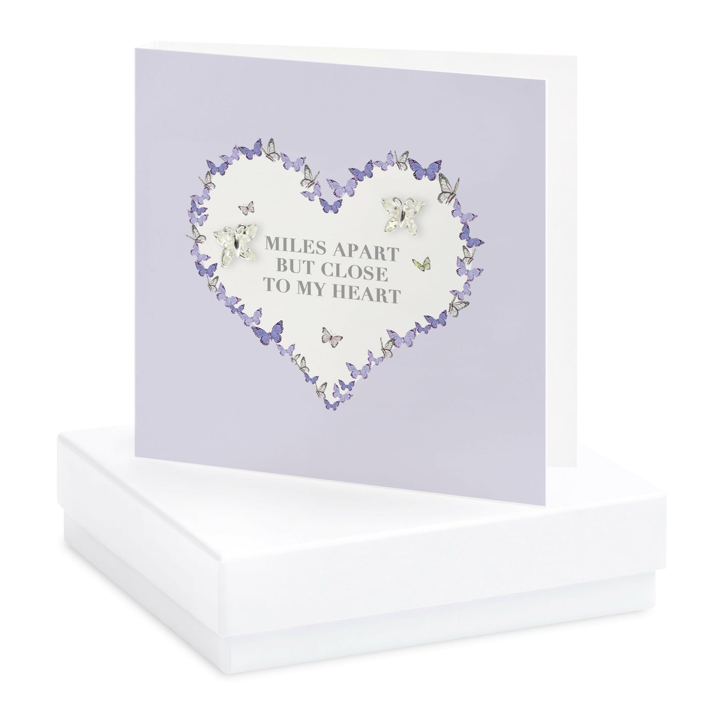 Sterling Silver Miles Apart Stud Earrings in Gift Box with Heartfelt Sentiment - Crumble and Core