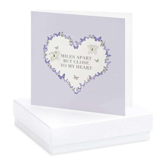 Sterling Silver Miles Apart Stud Earrings in Gift Box with Heartfelt Sentiment - Crumble and Core