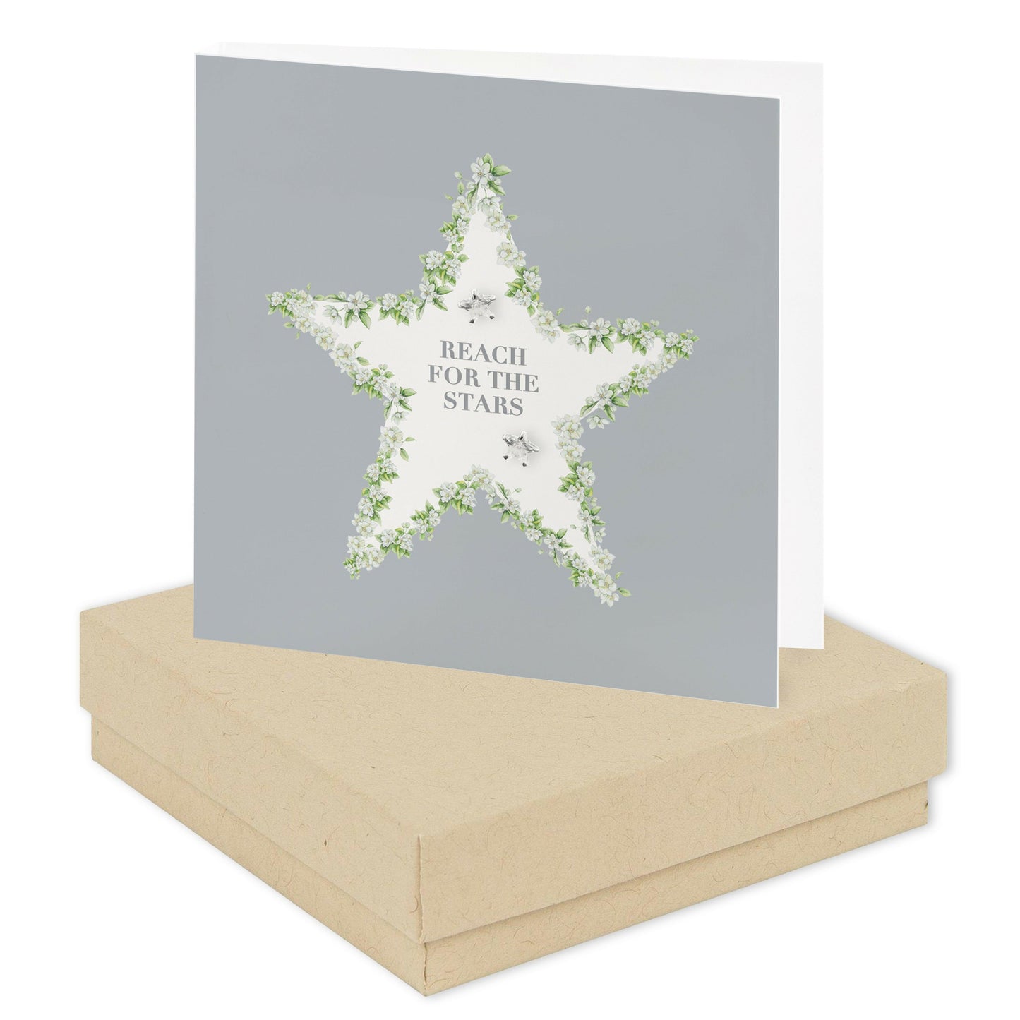 Sterling Silver Star Stud Earrings on Card - Reach For The Stars Design - Good Luck or Encouragement Gift - Crumble and Core
