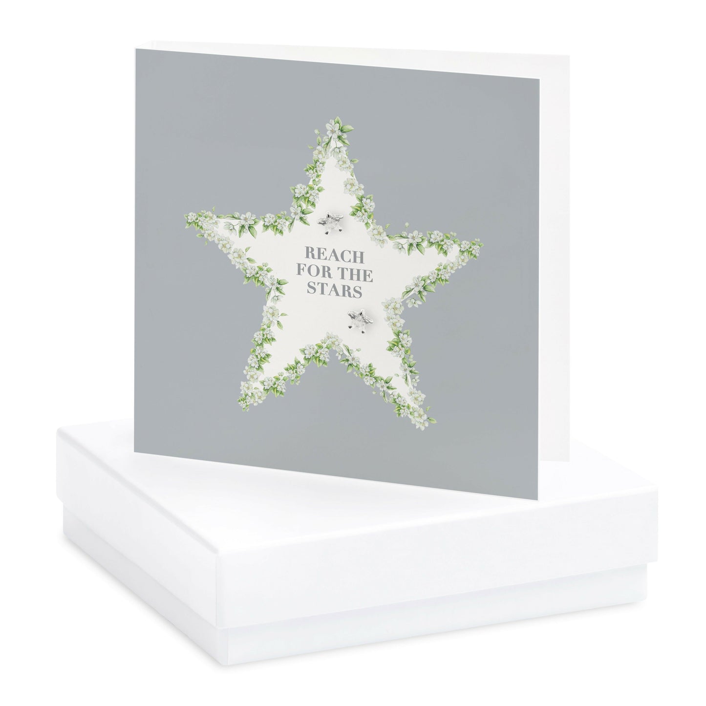 Sterling Silver Star Stud Earrings on Card - Reach For The Stars Design - Good Luck or Encouragement Gift - Crumble and Core