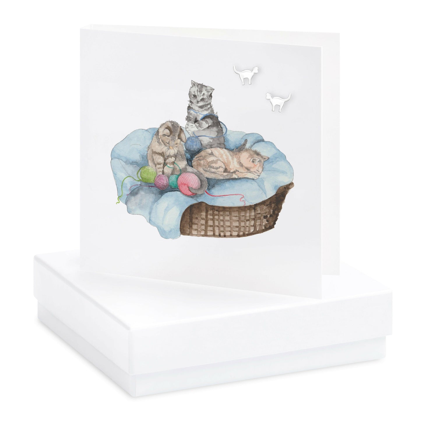Sterling Silver Cat Stud Earrings - Perfect Gift for Cat Lovers - Boxed Cat Gift - Crumble and Core