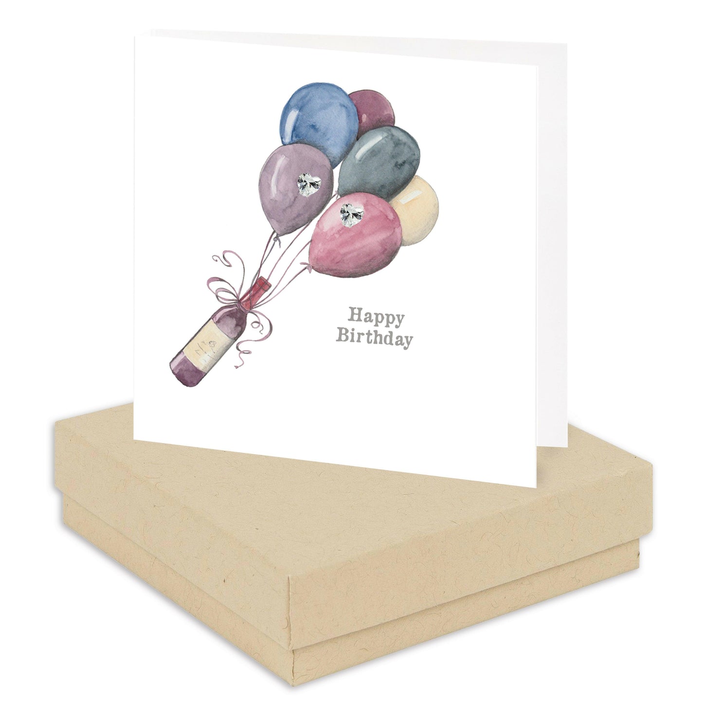 Sterling Silver Birthday Stud Earrings with Wine and Balloon Design Card and Box - Crumble and Core