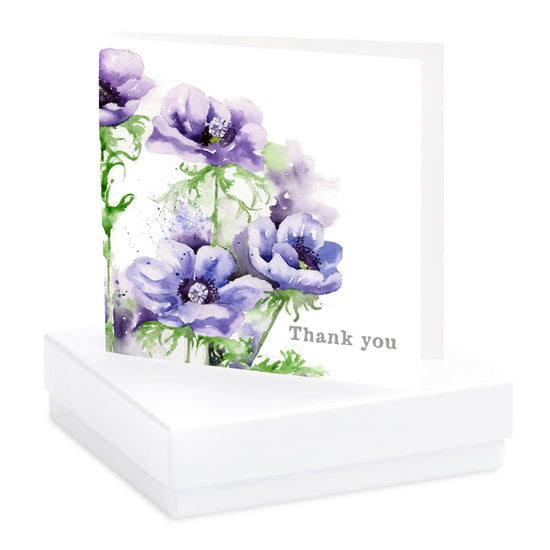 Sterling Silver Crystal Stud Earrings on Boxed Thank You Card - Hand Finished Elegant Gift - Crumble and Core