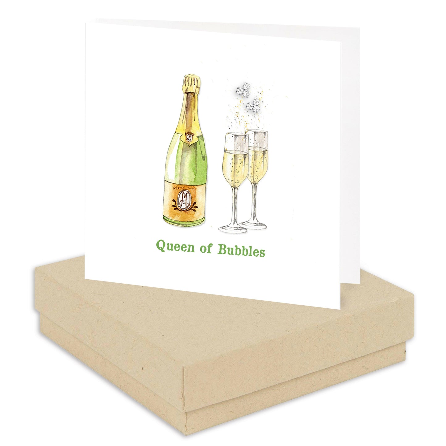 Sterling Silver Crystal Stud Earrings with Gift Box and Card for Champagne Lovers - Crumble and Core