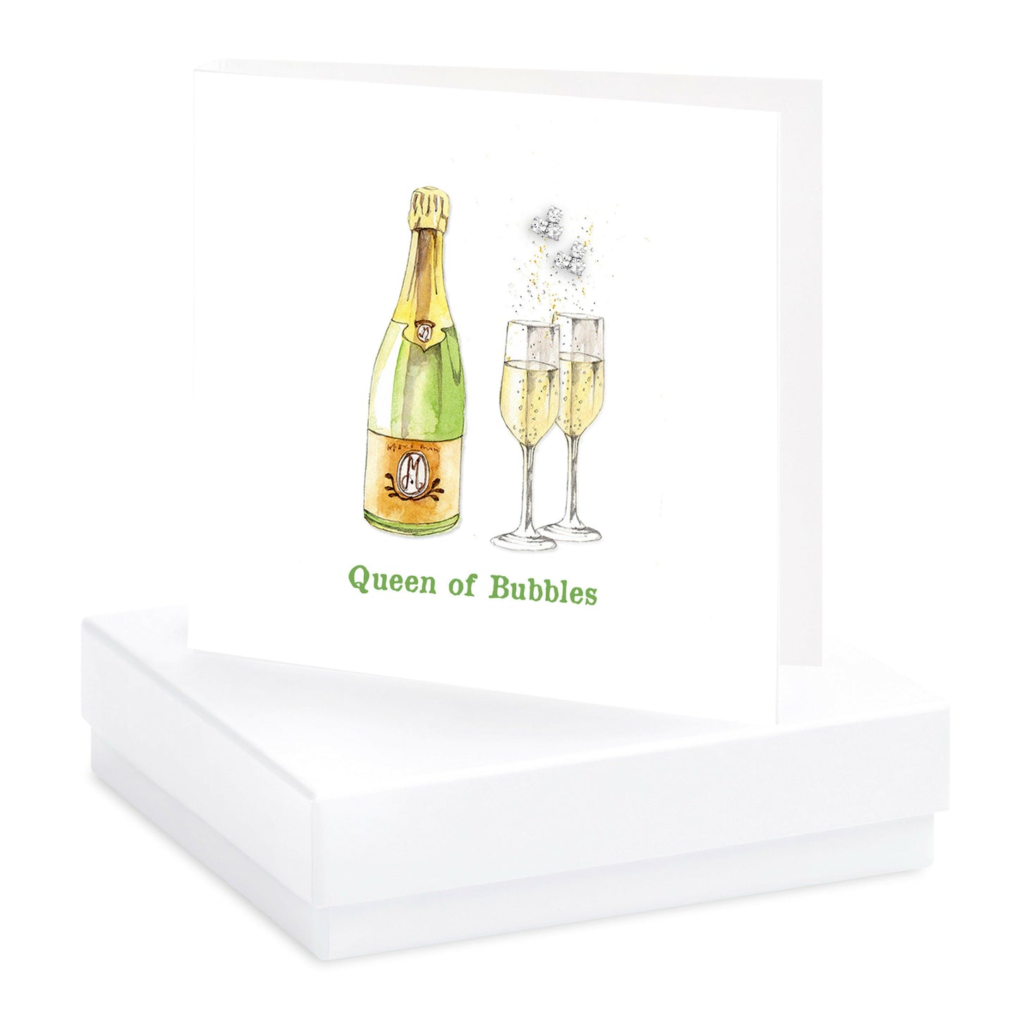 Sterling Silver Crystal Stud Earrings with Gift Box and Card for Champagne Lovers - Crumble and Core