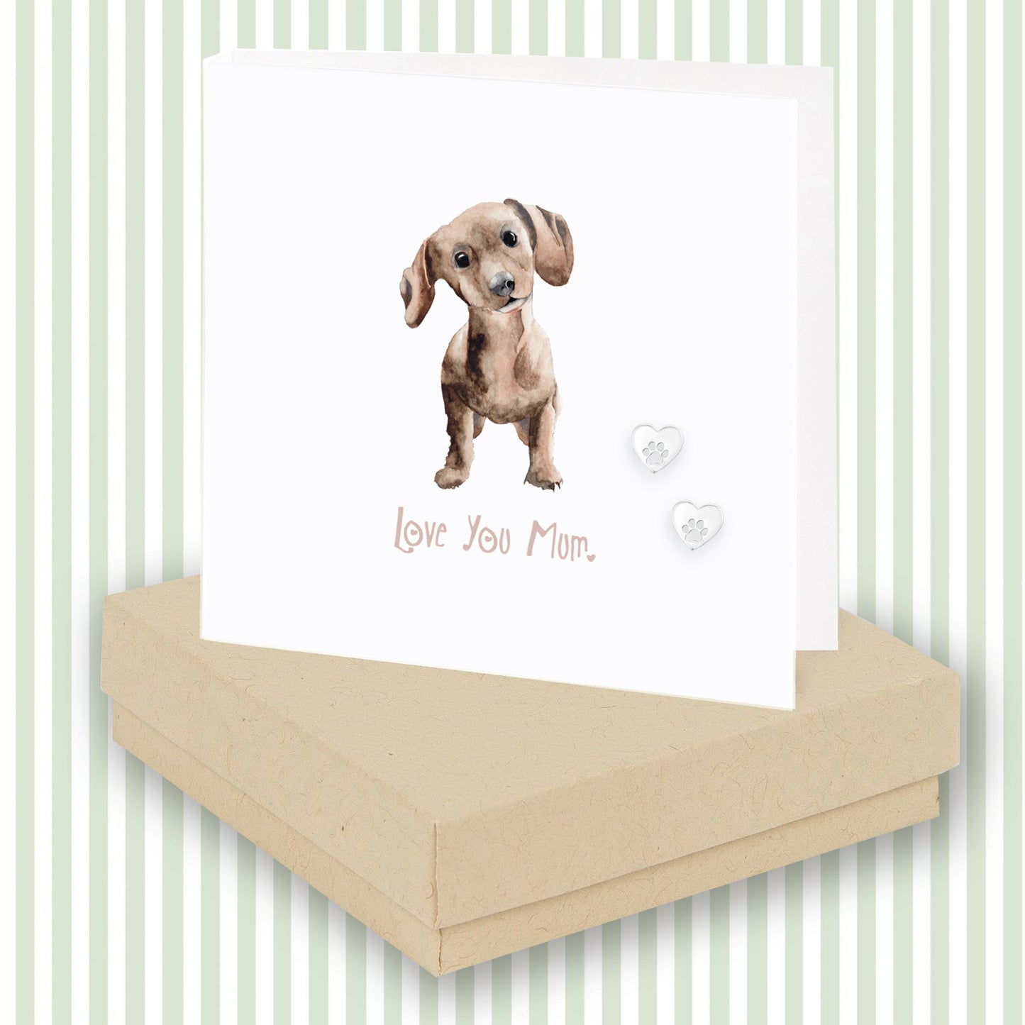 Sterling Silver Dog Paw Heart Stud Earrings - Thoughtful Gift for Moms - Love You Mum - Crumble and Core