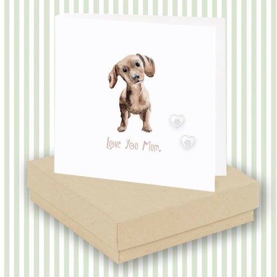 Sterling Silver Dog Paw Heart Stud Earrings - Thoughtful Gift for Moms - Love You Mum - Crumble and Core