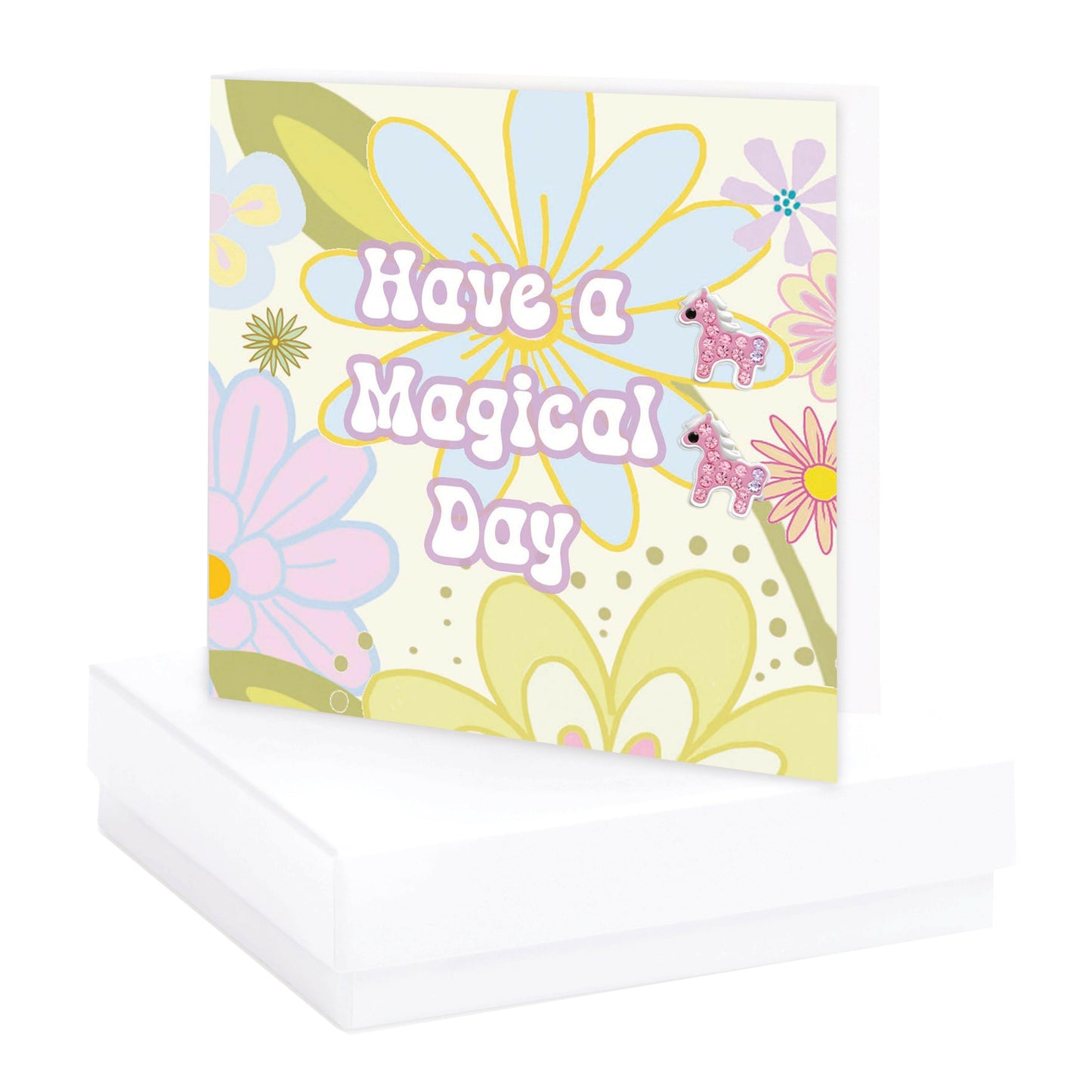 Sterling Silver Sparkly Pony Earrings - Gift Box - Magical Gift for Girls - Crumble and Core